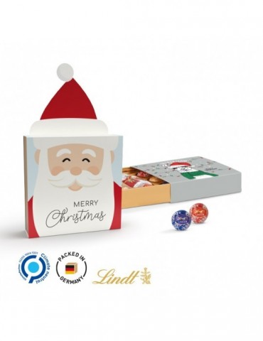 Lindt Präsent im Werbeschuber "Weihnachtsmütze", Kleine Kostbarkeiten Santa