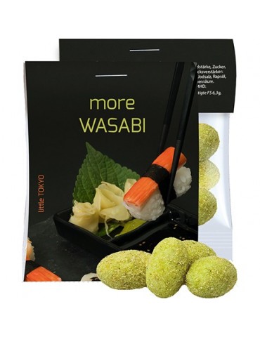 Erdnüsse Wasabi, ca. 10g, Express Midi-Tüte mit Werbereiter