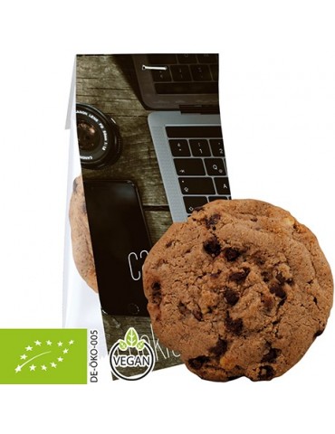 Bio Cookie Schoko-Cashew, ca. 25g, Express kompostierbarer Flowpack mit Werbereiter