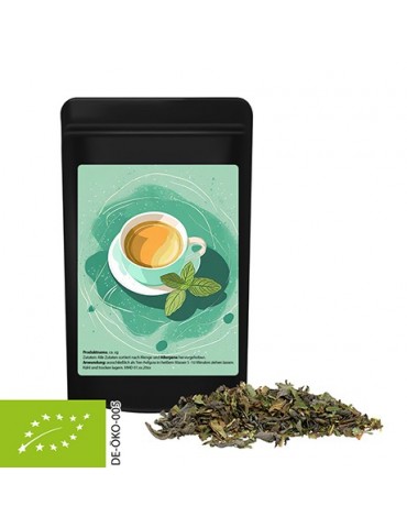Bio Grüner Tee mit Minze, ca. 12g, Standbeutel Mini schwarz