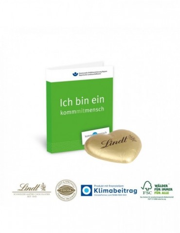 Werbe-Klappkarte mit süßer Füllung Lindt Schokoladenherz 20g