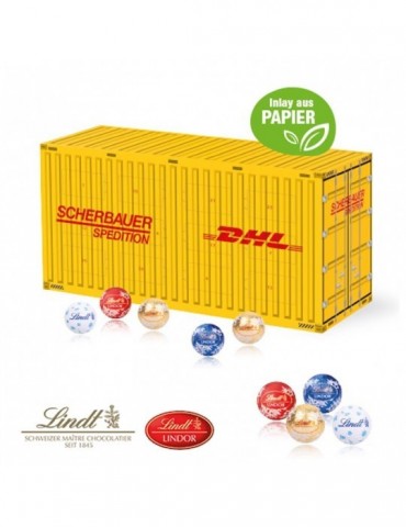 3D Adventskalender "Container" mit Lindt Schokolade mit Papier-Inlay