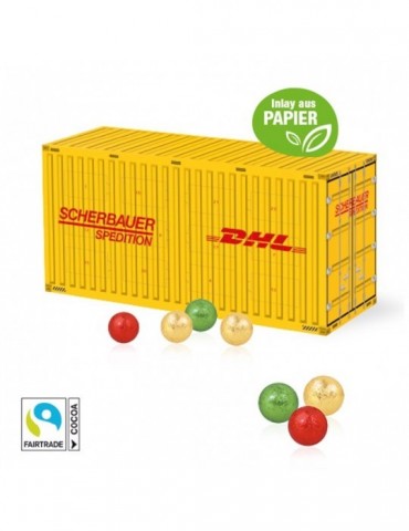 3D Adventskalender "Container" mit Fairtrade® Schokolade mit Papier-Inlay