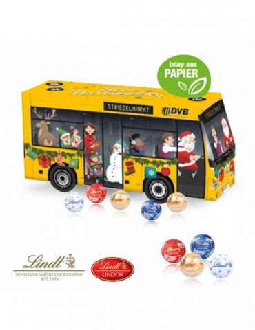 3D Adventskalender "Bus" mit Lindt Schokolade mit Papier-Inlay