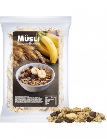Müsli Knusper Banane-Schoko, ca. 60g, Express Maxi-Tüte mit Etikett