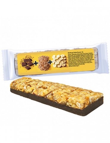 Müsliriegel Schoko-Banane, 25g, Express Flowpack mit Etikett