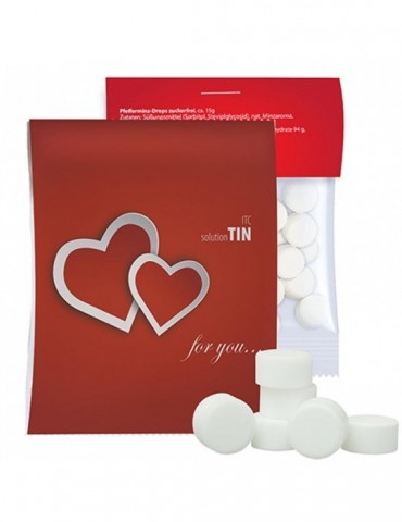 Pfefferminz Drops zuckerfrei, ca. 15g, Express Midi-Tüte mit Werbereiter