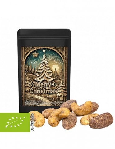 Bio Zimt-Mandel Vanille-Cashew Mix, ca. 30g, Standbeutel Mini schwarz