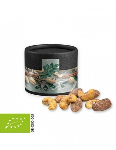 Bio Zimt-Mandel Vanille-Cashew Mix, ca. 40g, Kraftpapierdose Mini schwarz