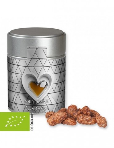 Bio Feuergebrannte Mandeln, ca. 100g, Metalldose Midi silber