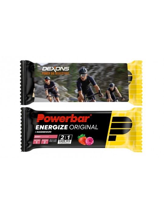 Powerbar Energize Original Riegel, original verpackt, im individuell bedruckten Werbeschuber
