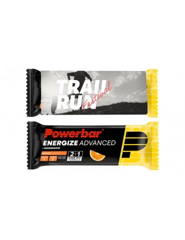 Powerbar Energize Advance Riegel, original verpackt, im individuell bedruckten Werbeschuber