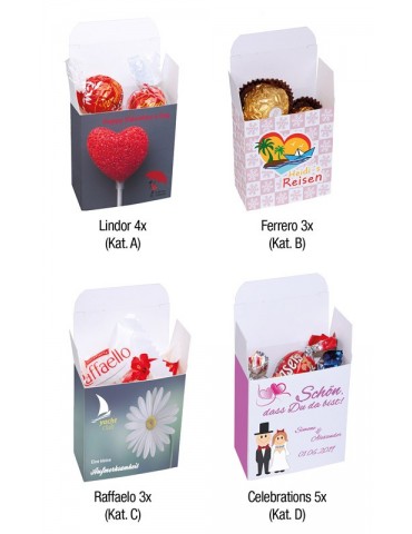 Pralinen-Box mit Lindor, Ferrero, Rafaello oder Celebrations – individuell bedrucktes Geschenk