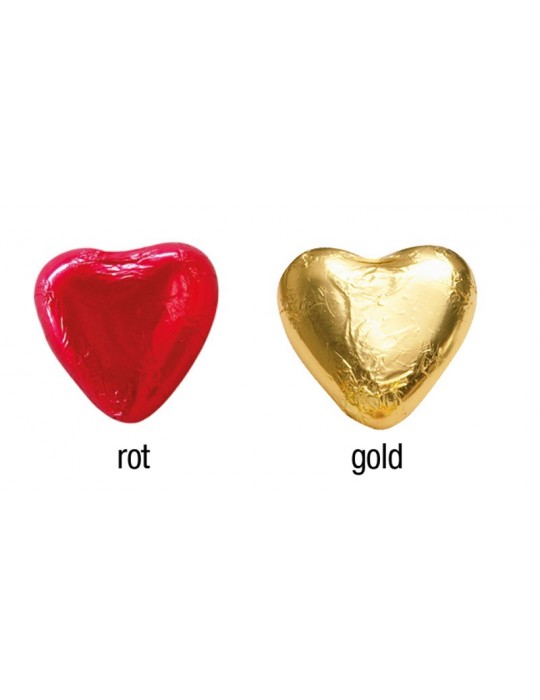 Schokoherz mit goldener oder roter Folie