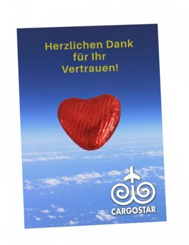Karte A7 mit Schokoherz