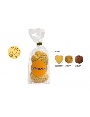 Cookies Bodenstandbeutel mit Werbeaufkleber