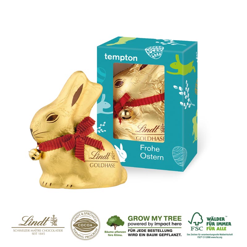 LINDT GOLDHASE IN WERBEKARTONAGE